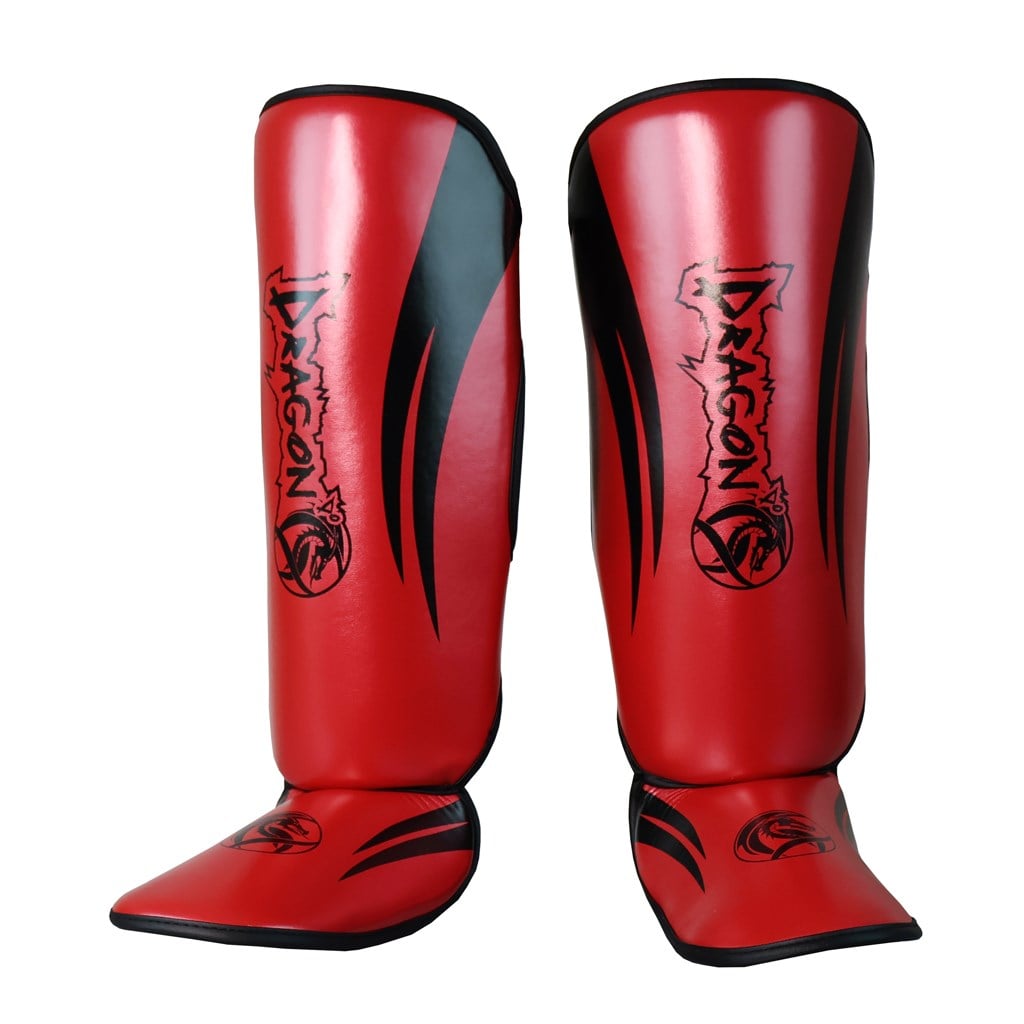 DragonDo 40716-P Schienbeinschoner Rot Kickbox-Schienbeinschoner