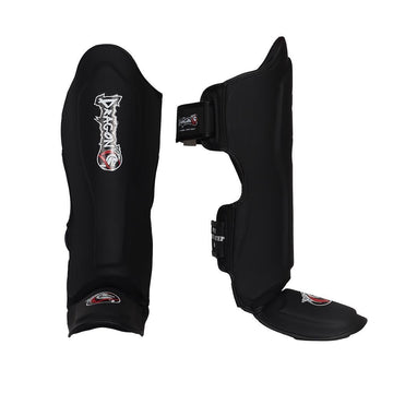 DragonDo 40721-P Muay Thai Schienbein- und Fußschutz 0825 Schwarz Kickbox Schienbeinschutz – für Training und Wettkampf