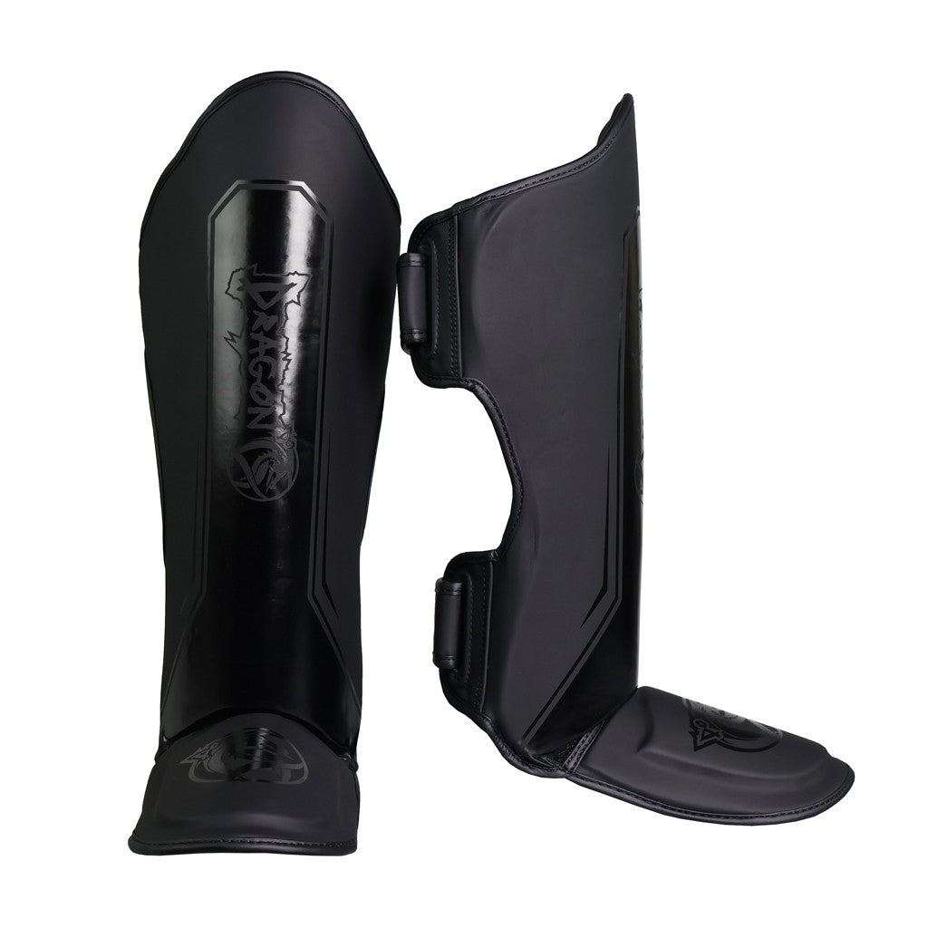 DragonDo 40722-P Legacy II Schienbein- und Fußschutz Schwarz Kickbox – Fußschutz für Training und Wettkampf