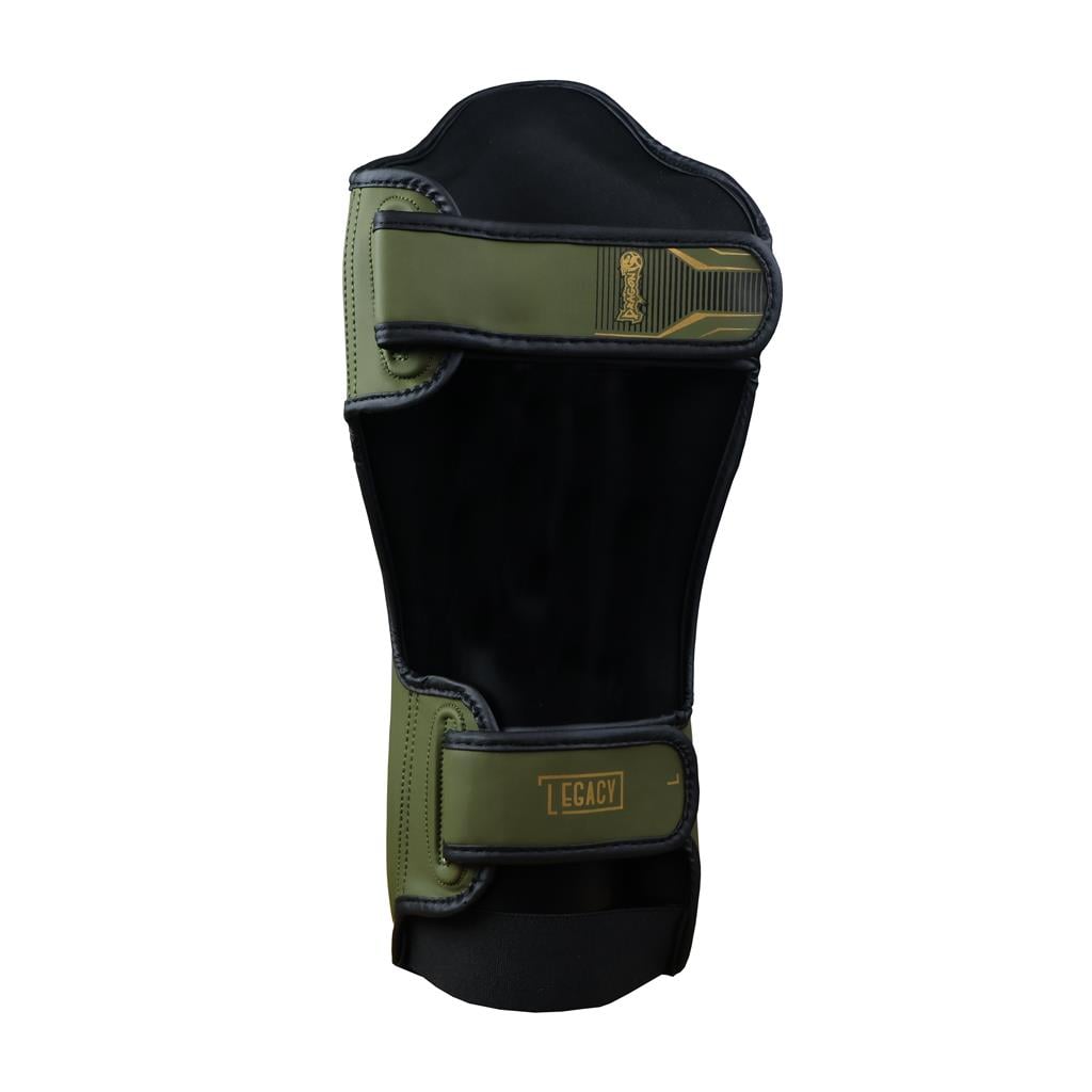DragonDo 40722-P Legacy II Schienbein- und Fußschutz Kickbox Haki – Fußschutz für Training und Wettkampf