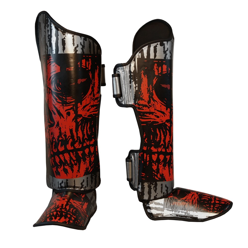 DragonDo 40723-P Totenkopf-Schienbeinschutz Muay Thai Schienbeinschutz
