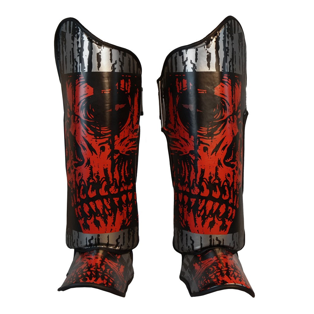 DragonDo 40723-P Totenkopf-Schienbeinschutz Muay Thai Schienbeinschutz