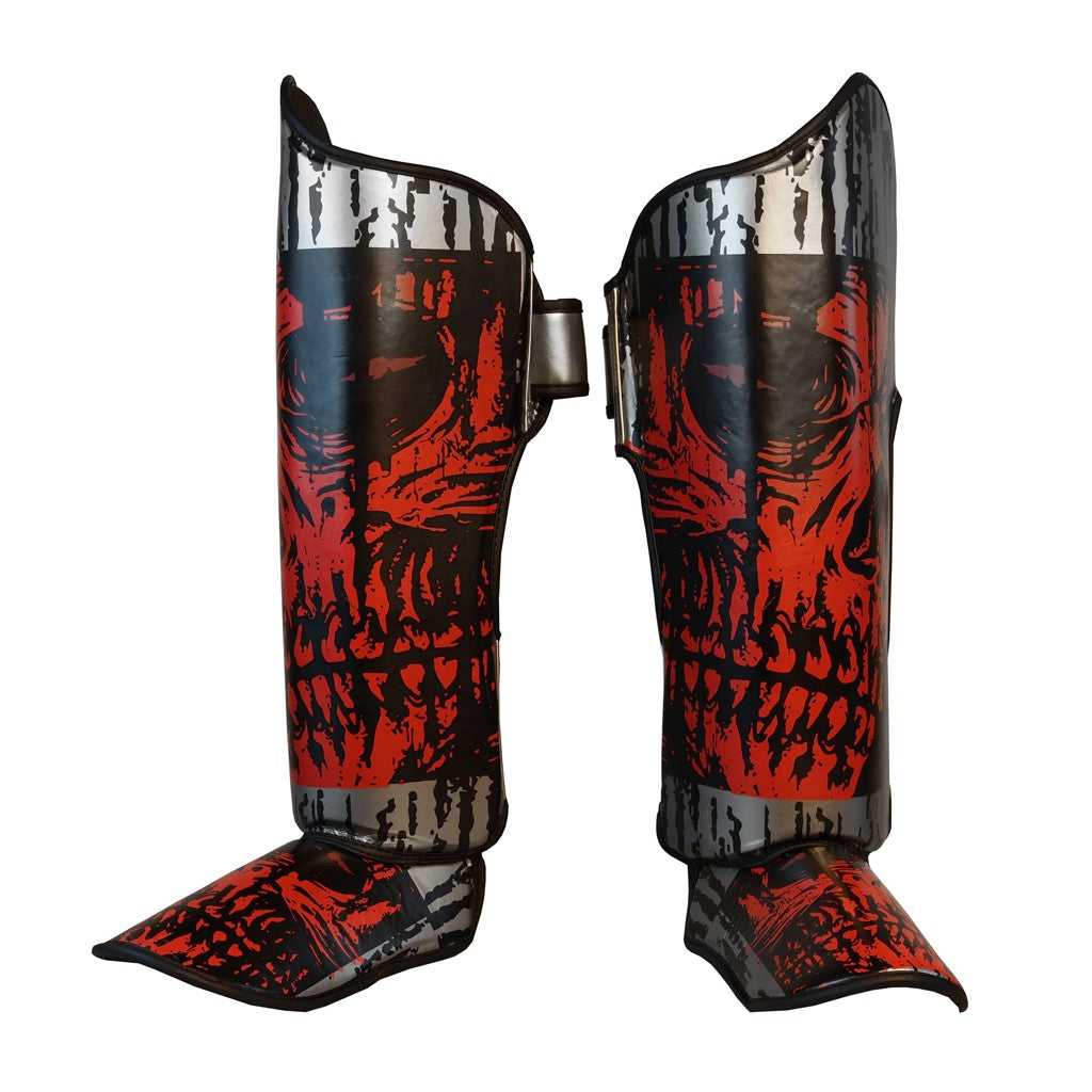 DragonDo 40723-P Totenkopf-Schienbeinschutz Muay Thai Schienbeinschutz