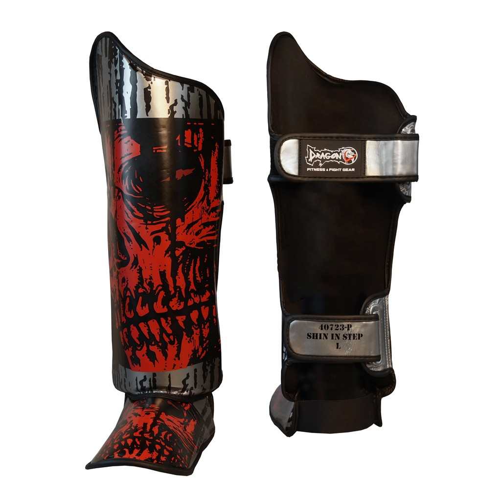 DragonDo 40723-P Totenkopf-Schienbeinschutz Muay Thai Schienbeinschutz