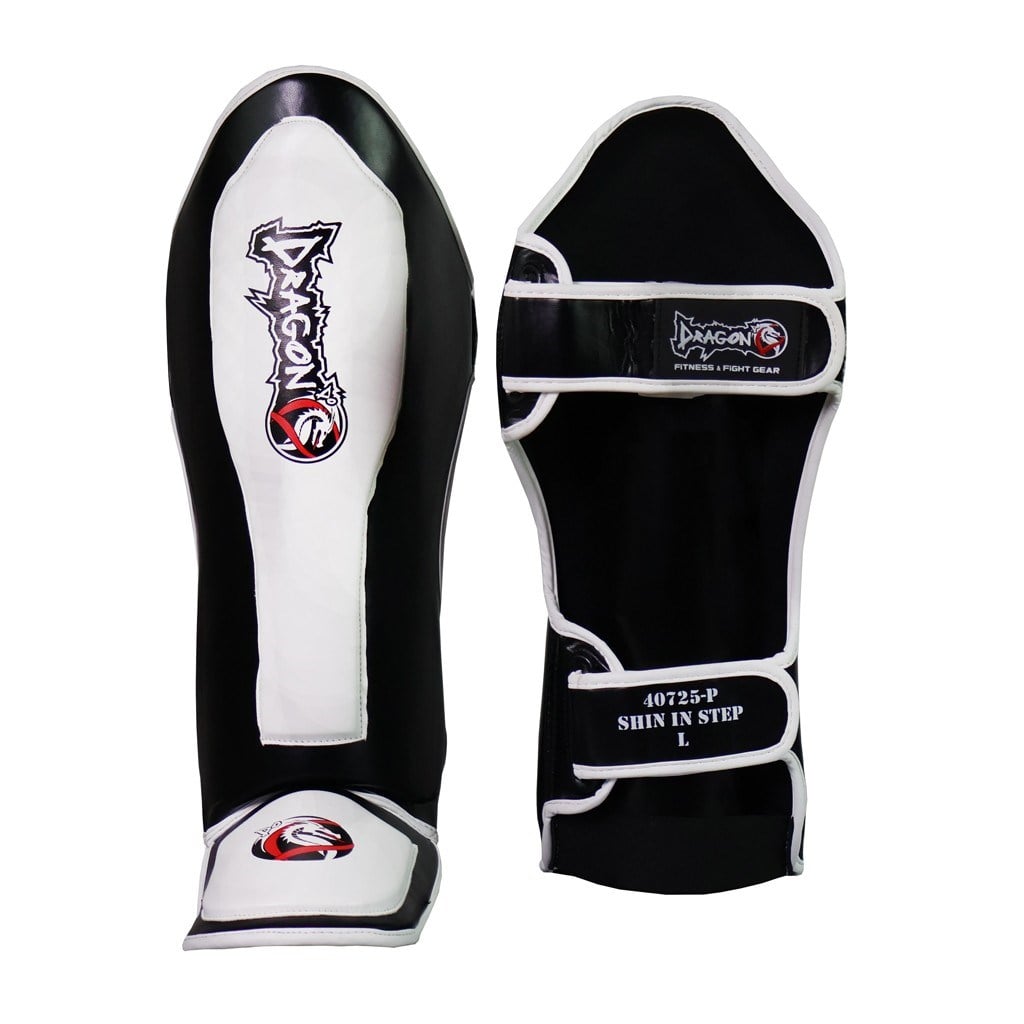 DragonDo 40725-P Schienbeinschoner NEO Schwarz Weiß Kickbox-Schienbeinschoner