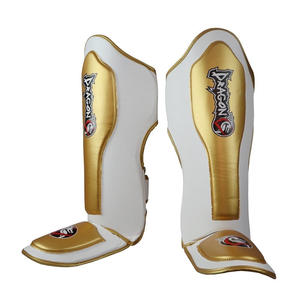 DragonDo 40725-P Schienbeinschoner NEO Gold Weiß Kickbox-Schienbeinschoner