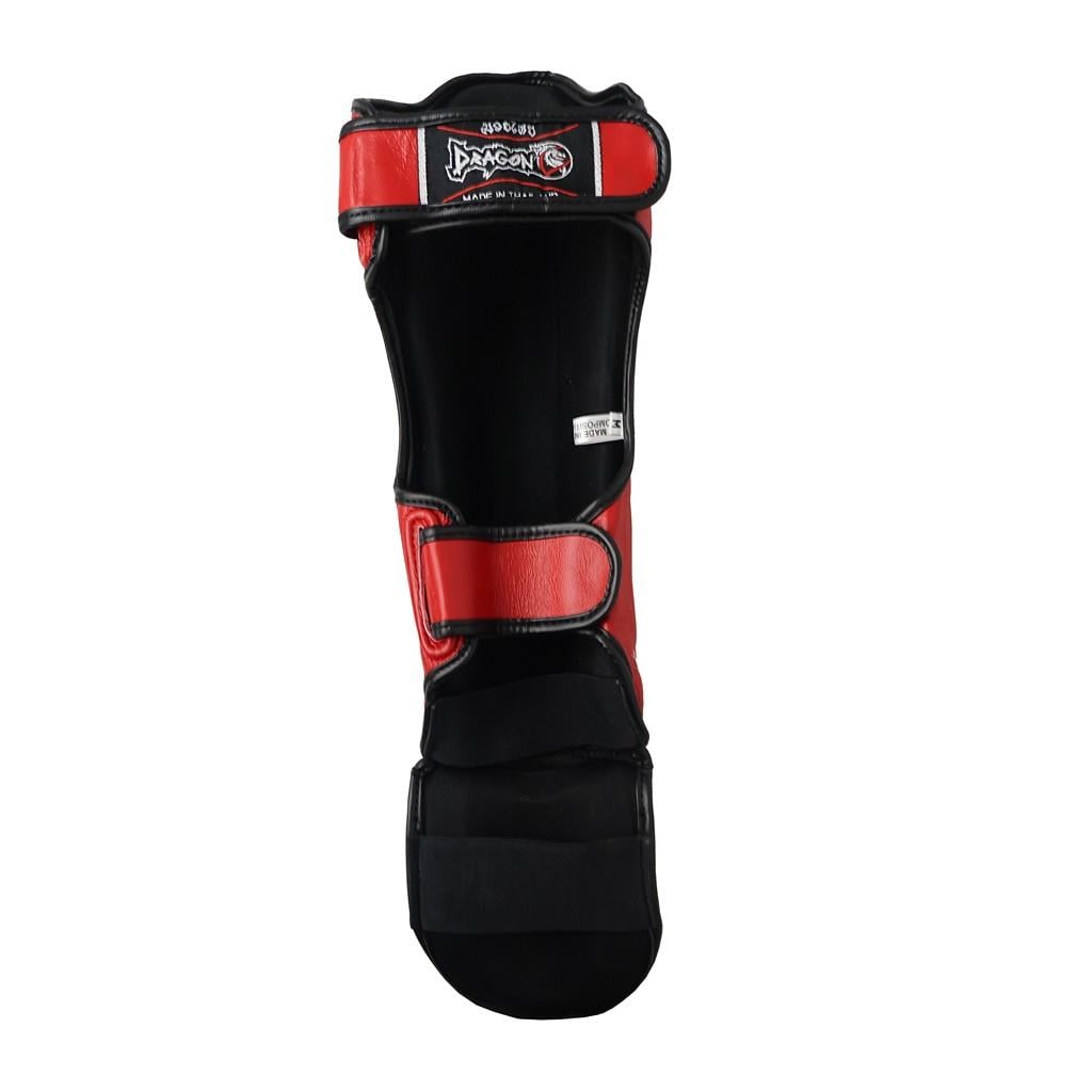 DragonDo DRGN-T51 Schienbeinschoner aus echtem Leder, rot, professionelle Kickbox-Schienbeinschoner