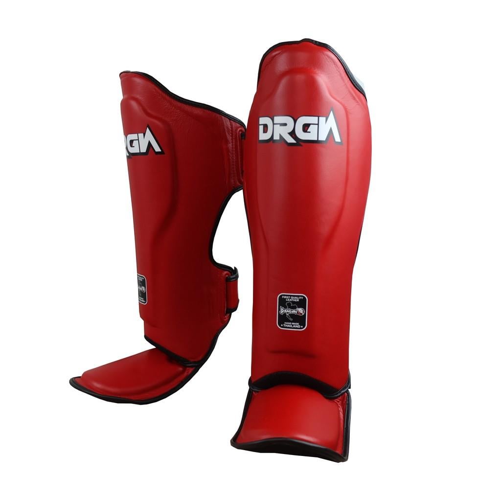 DragonDo DRGN-T51 Schienbeinschoner aus echtem Leder, rot, professionelle Kickbox-Schienbeinschoner