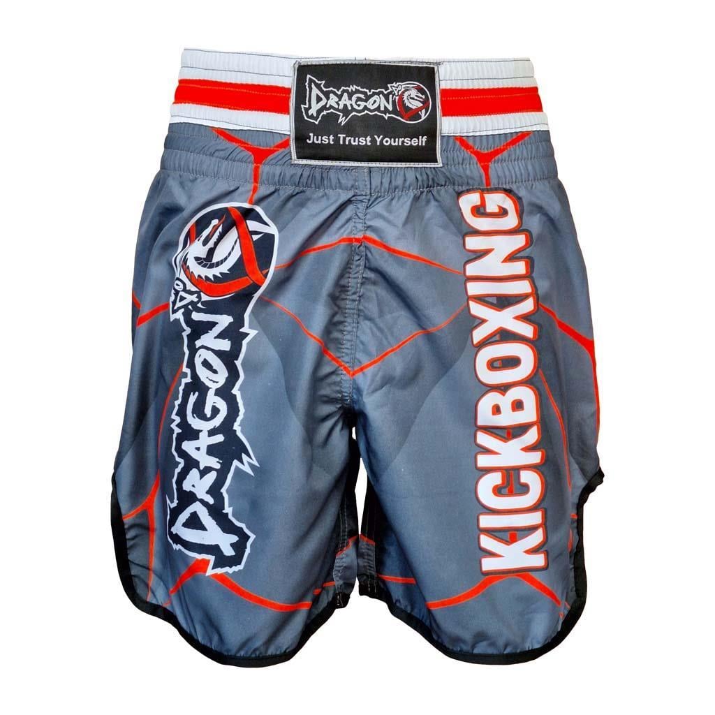 DragonDo KB243 Kickbox-Shorts, Kickbox-Trainingsshorts, graue gemusterte Shorts