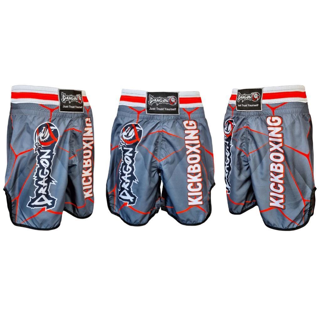 DragonDo KB243 Kickbox-Shorts, Kickbox-Trainingsshorts, graue gemusterte Shorts