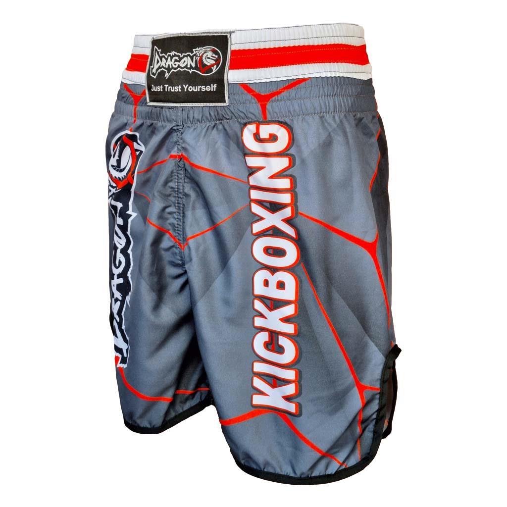 DragonDo KB243 Kickbox-Shorts, Kickbox-Trainingsshorts, graue gemusterte Shorts