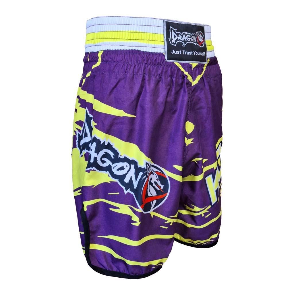 DragonDo KB246 Kickbox-Shorts, Kickbox-Trainingsshorts, digital bedruckte Neon-Shorts