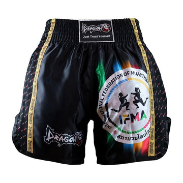 DragonDo MT2025 IFMA Logolu Muay Thai Shorts bedruckt Muay Thai – für Training und Wettkampf