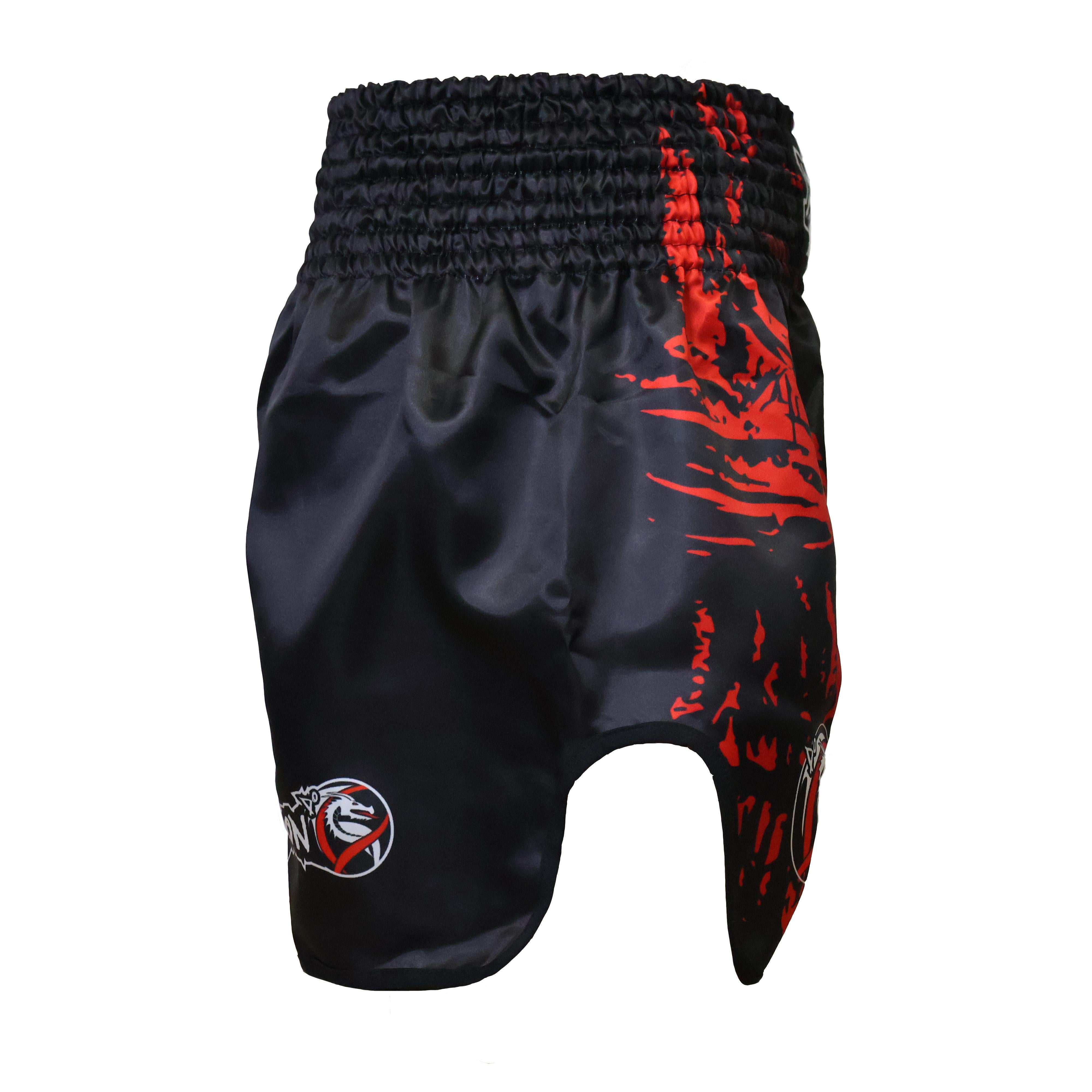 DragonDo MT3012 Muaythai-Shorts mit rotem Totenkopf, digital bedruckte Muaythai-Shorts