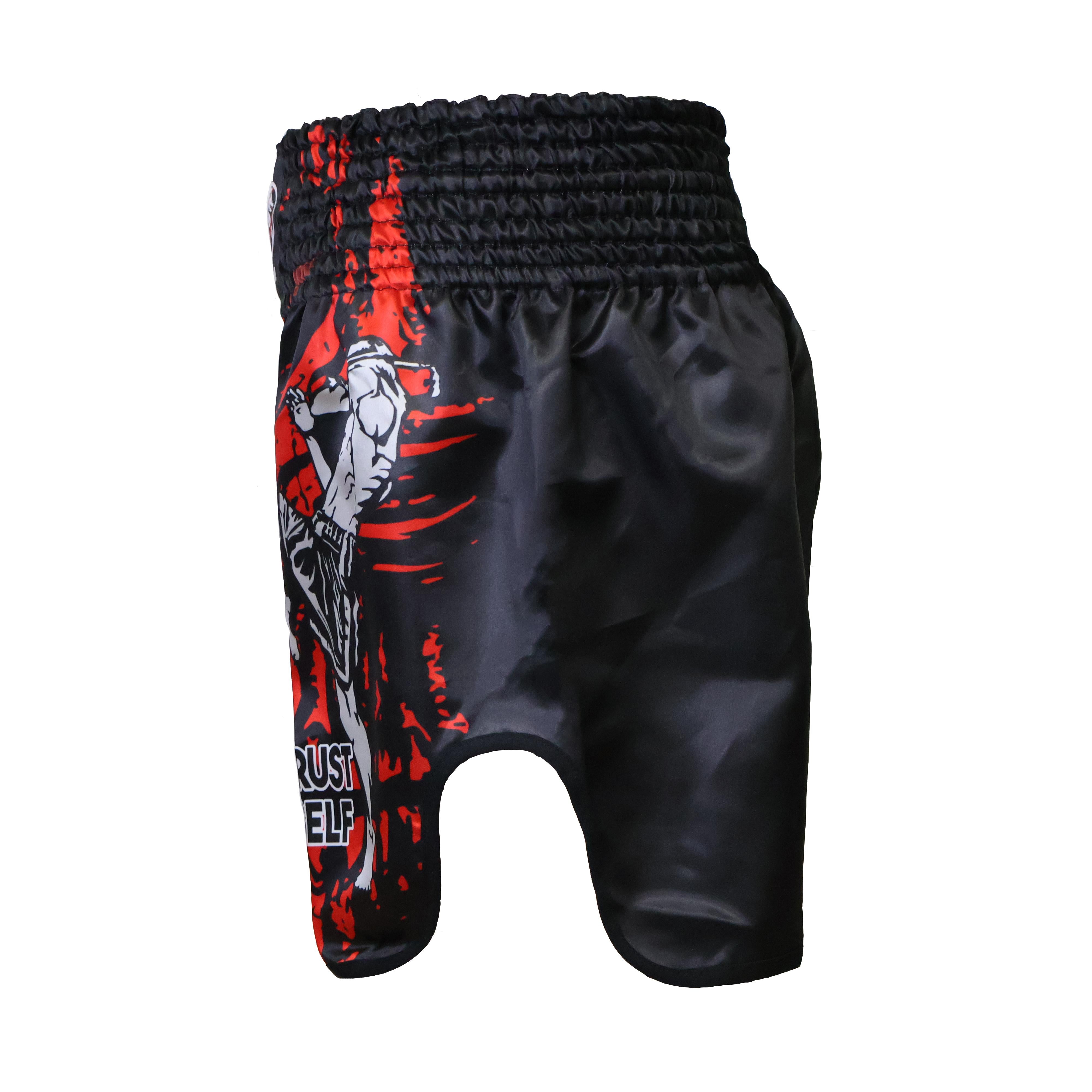 DragonDo MT3012 Muaythai-Shorts mit rotem Totenkopf, digital bedruckte Muaythai-Shorts