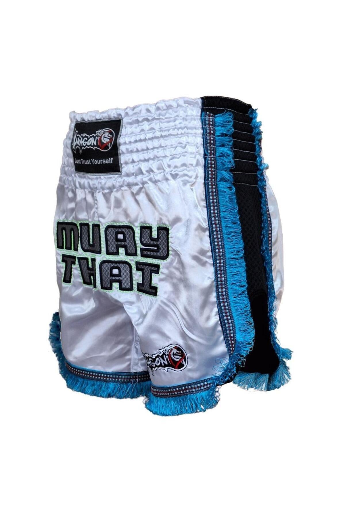 DragonDo MT3020 Apache Muaythai Shorts Weiße Quasten Muay Thai Shorts