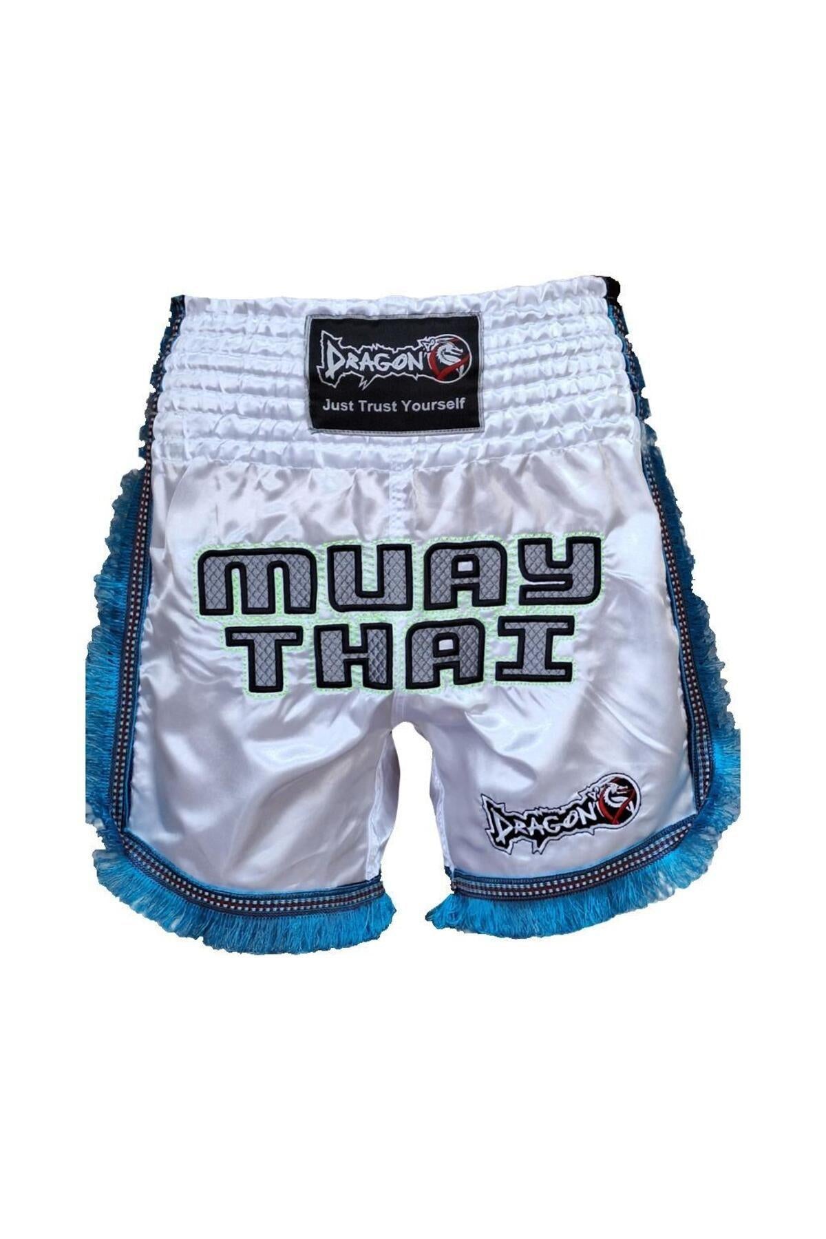 DragonDo MT3020 Apache Muaythai Shorts Weiße Quasten Muay Thai Shorts