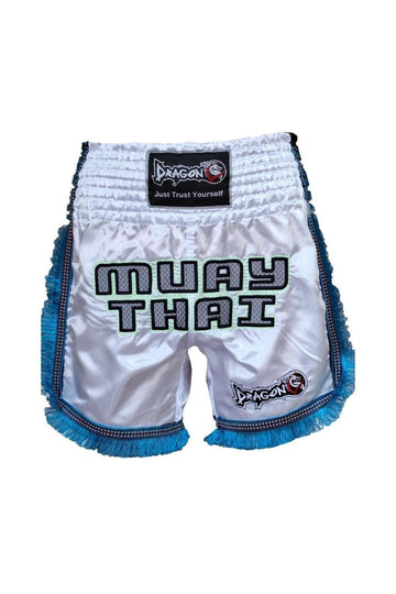 DragonDo MT3020 Apache Muaythai Shorts Weiße Quasten Muay Thai Shorts