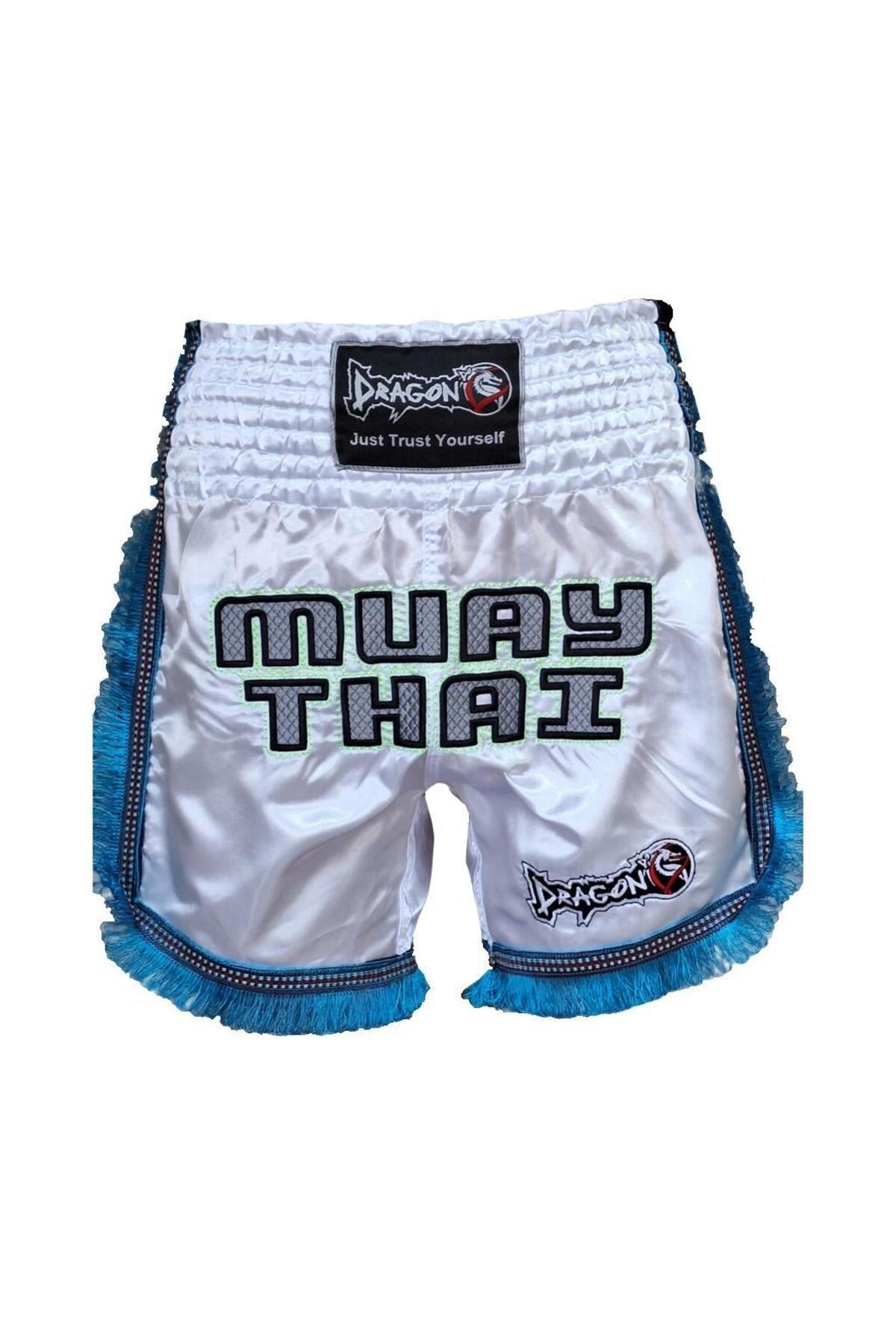 DragonDo MT3020 Apache Muaythai Shorts Weiße Quasten Muaythai Shorts
