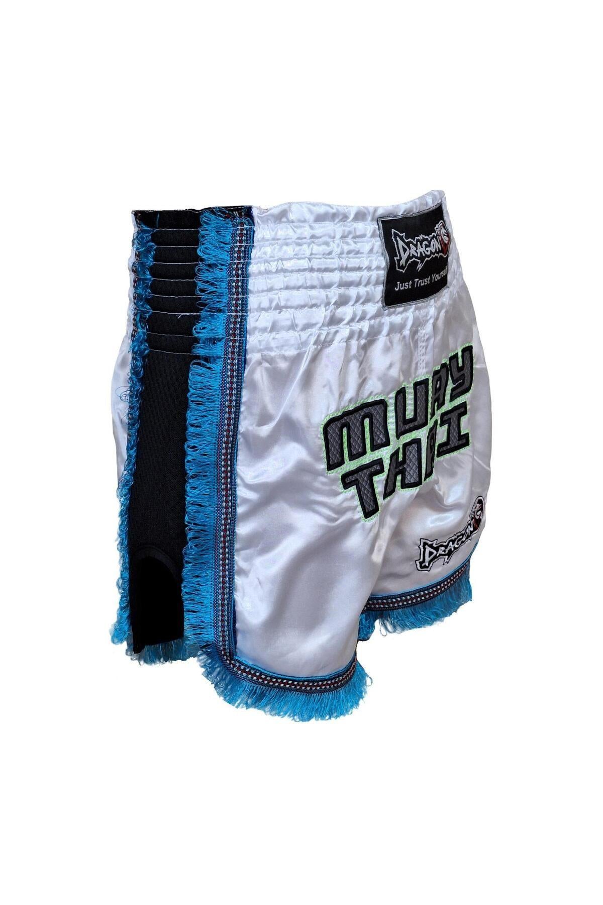 DragonDo MT3020 Apache Muaythai Shorts Weiße Quasten Muay Thai Shorts