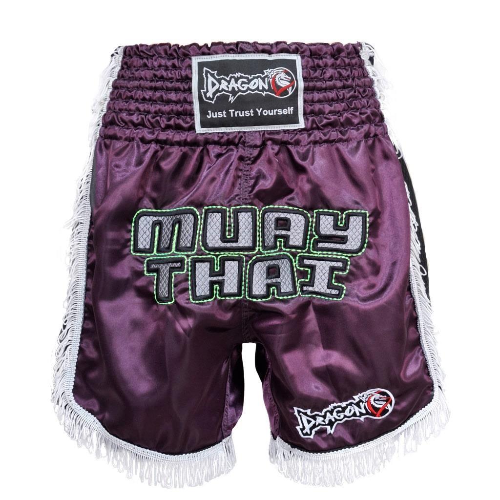 DragonDo MT3020 Apache Muaythai Shorts, Lila Muaythai Shorts mit Quasten