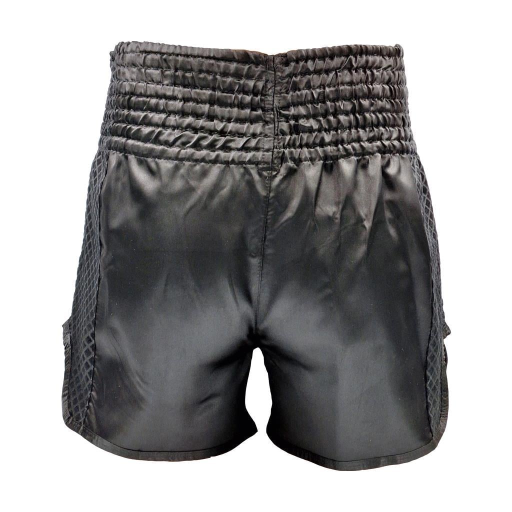 DragonDo MT3025 Schwarze Muay-Thai-Shorts, Schwarze Trainingsshorts