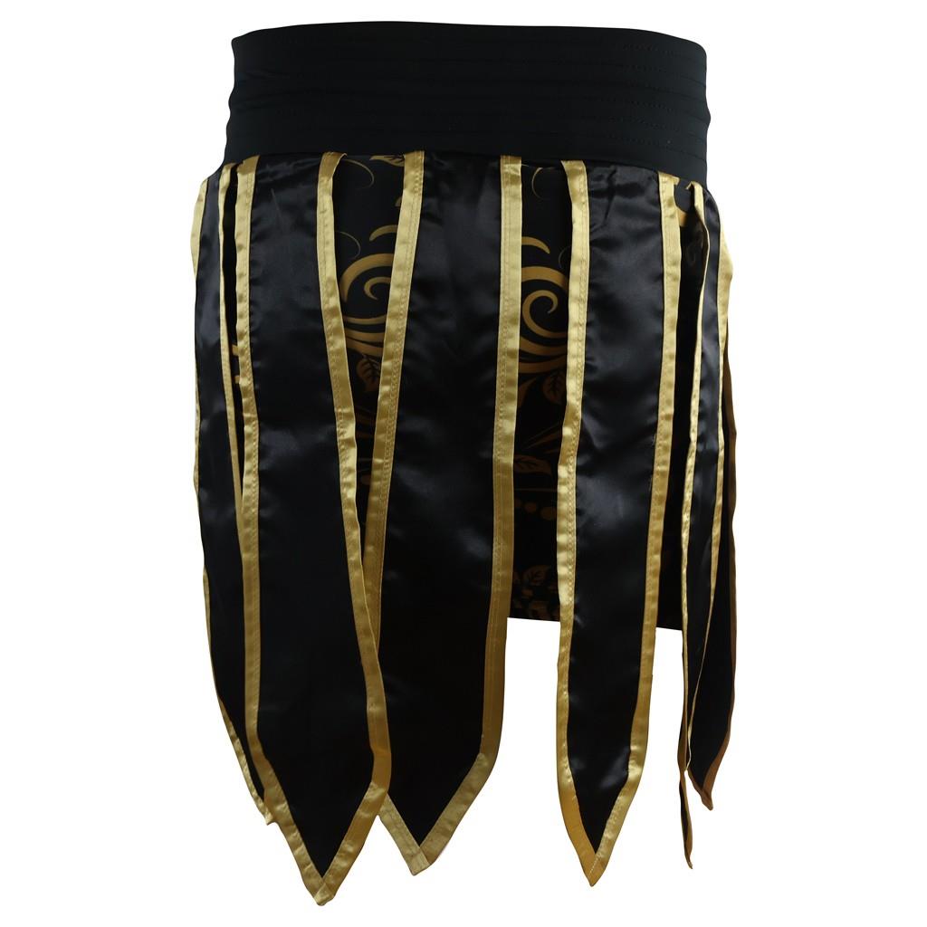 DragonDo MT3031 Muay Thai Kickbox-Shorts, Leggings mit Quasten, Schwarz