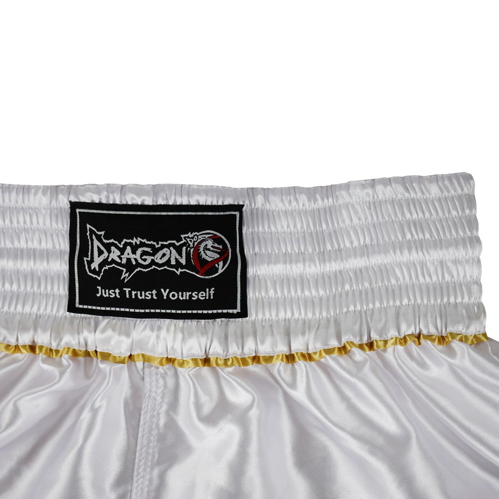 DragonDo MT3033 Muay Thai Shorts Weiß Kickbox – für Training und Wettkampf
