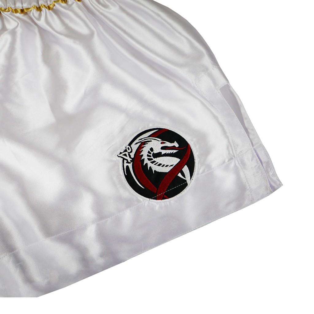 DragonDo MT3033 Muaythai Shorts, weiße Kickbox-Shorts
