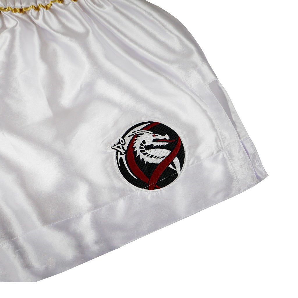 DragonDo MT3033 Muay Thai Shorts Weiß Kickbox – für Training und Wettkampf