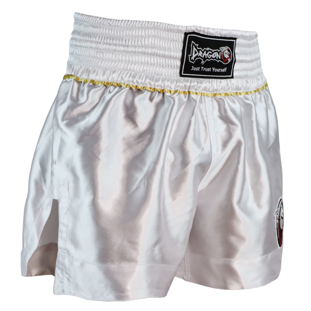 DragonDo MT3033 Muay Thai Shorts Weiß Kickbox – für Training und Wettkampf