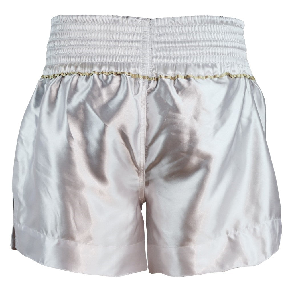 DragonDo MT3033 Muaythai Shorts, weiße Kickbox-Shorts