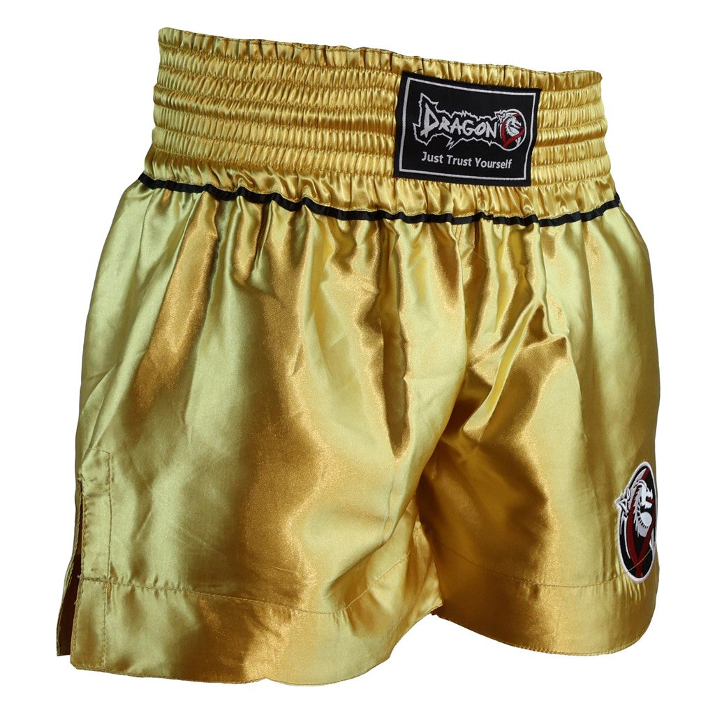DragonDo MT3033 Muay Thai Shorts Gold Kickbox – für Training und Wettkampf