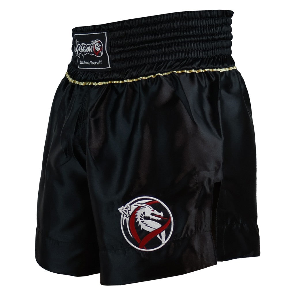 DragonDo MT3033 Muaythai Shorts Schwarze Kickbox-Shorts