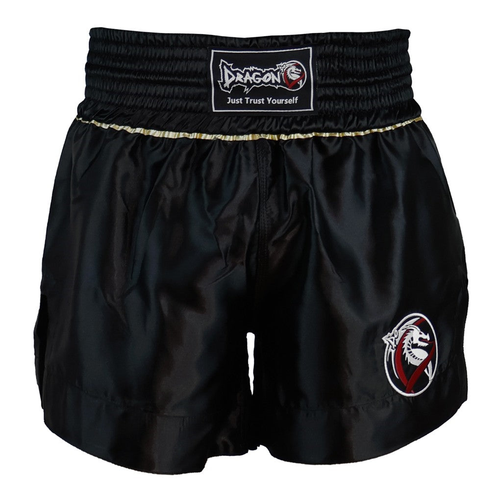 DragonDo MT3033 Muay Thai Shorts Schwarz Kickbox – für Training und Wettkampf