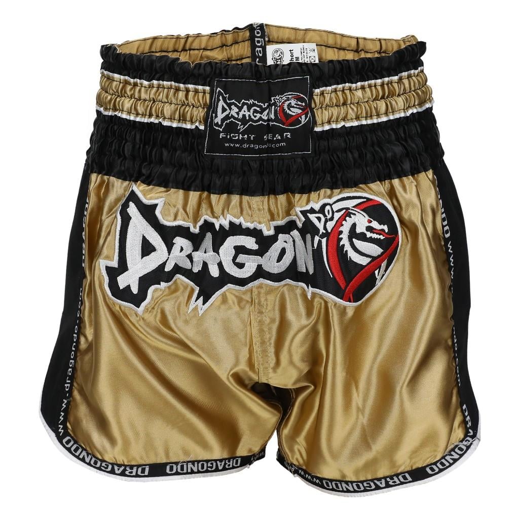 DragonDo MT3075 Retro NEO Kickbox-Shorts Gold Muay Thai Shorts Gold