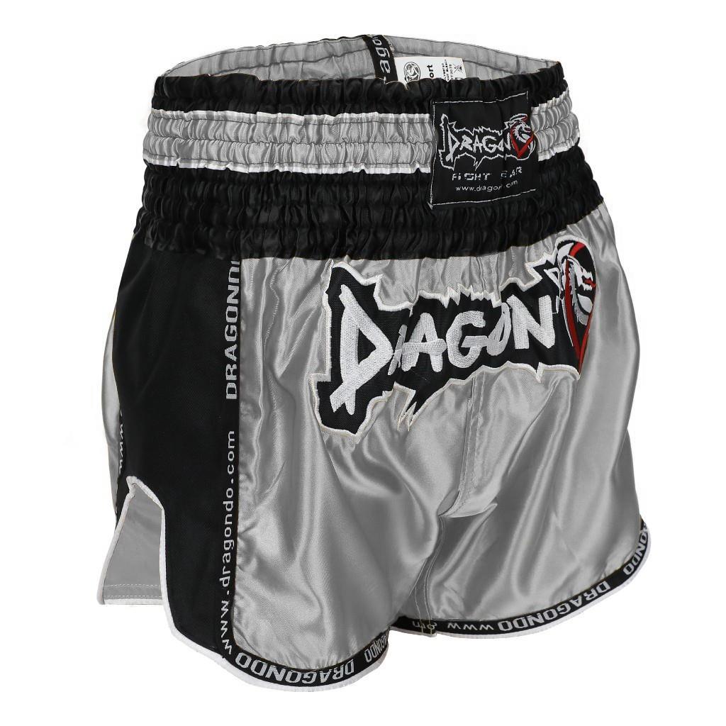 DragonDo MT3075 Retro NEO Muaythai Shorts Graue Kickbox-Shorts