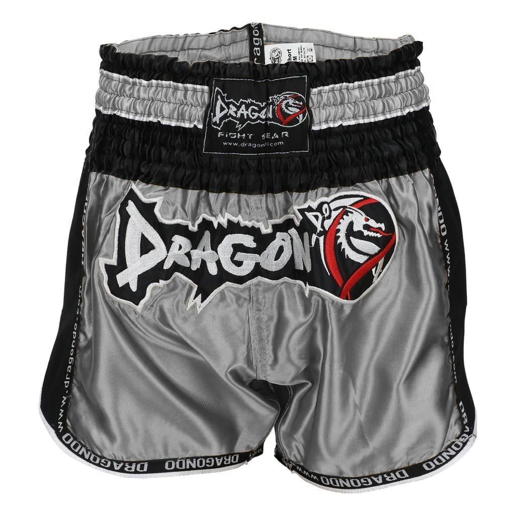 DragonDo MT3075 Retro NEO Muaythai Shorts Graue Kickbox-Shorts