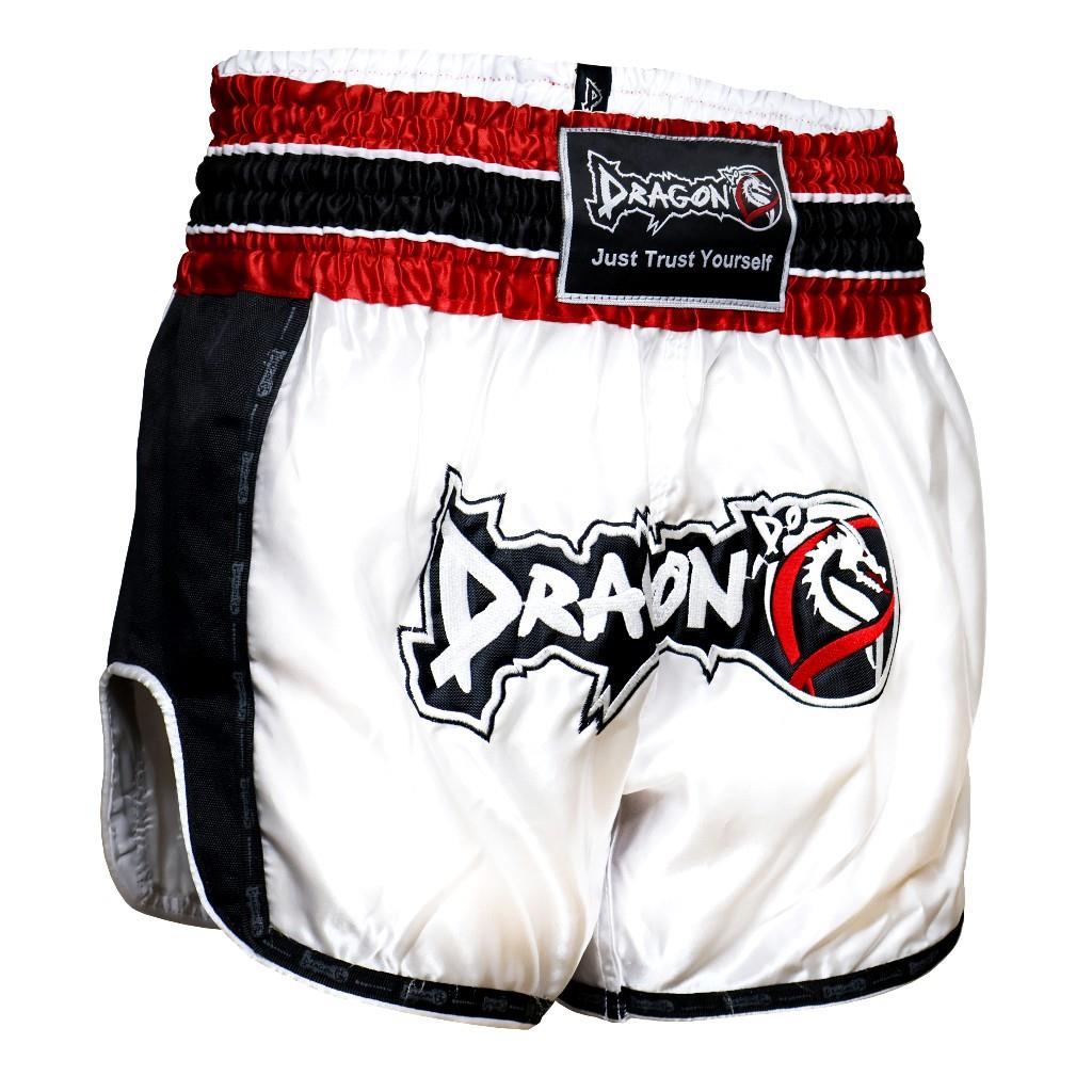 DragonDo MT3075 Retro NEO Kickbox-Shorts, Weiß, Muay Thai Shorts