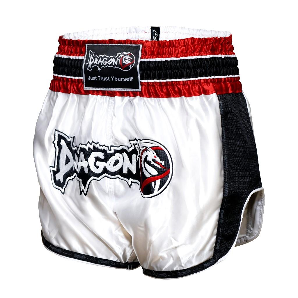 DragonDo MT3075 Retro NEO Kickbox-Shorts, Weiß, Muay Thai Shorts