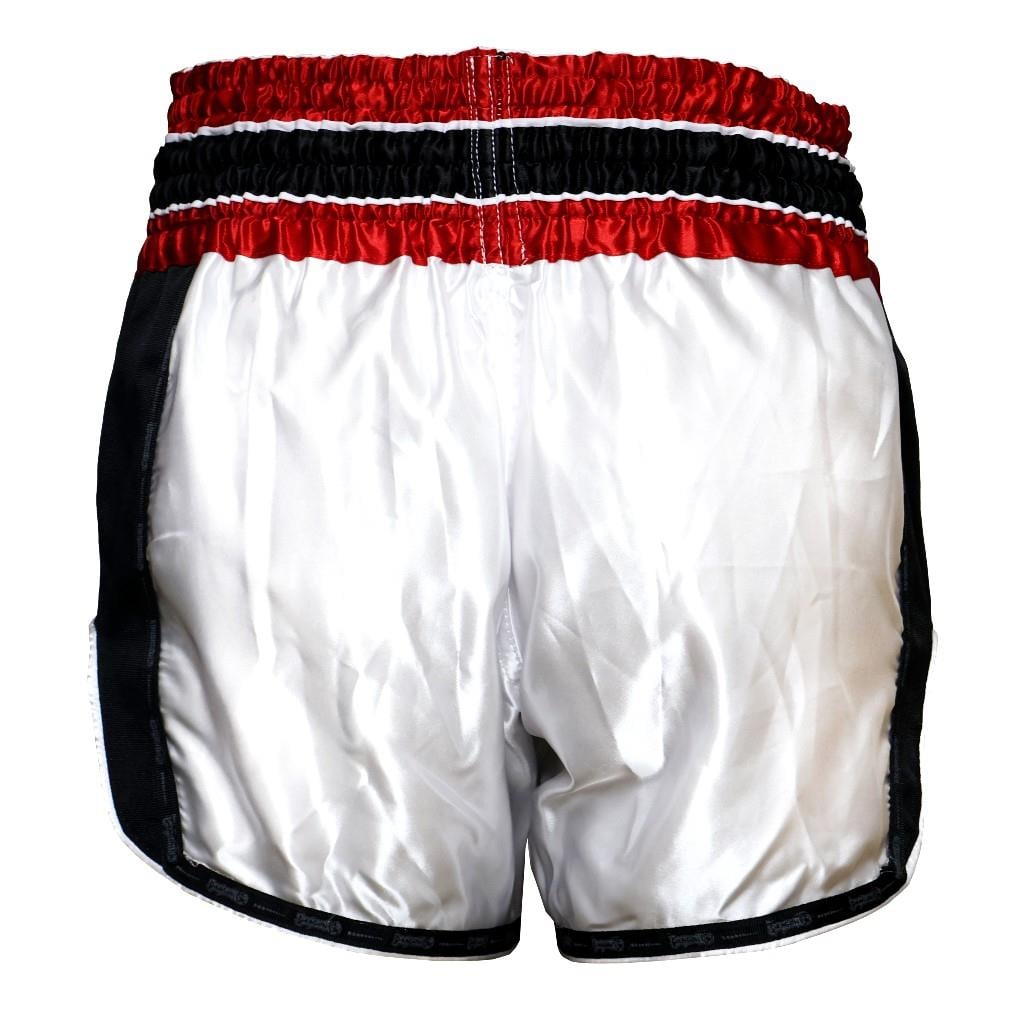 DragonDo MT3075 Retro NEO Kickbox-Shorts, Weiß, Muay Thai Shorts