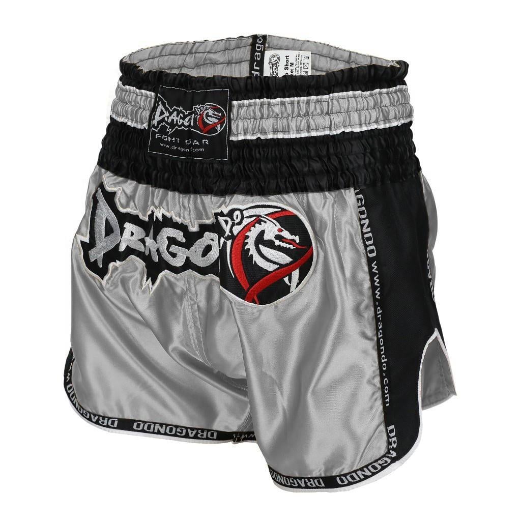 DragonDo MT3075 Retro NEO Muaythai Shorts Graue Kickbox-Shorts