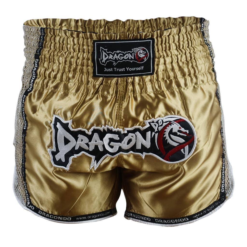 DragonDo MT3076 Glänzende Muay Thai Gold Kickbox-Shorts
