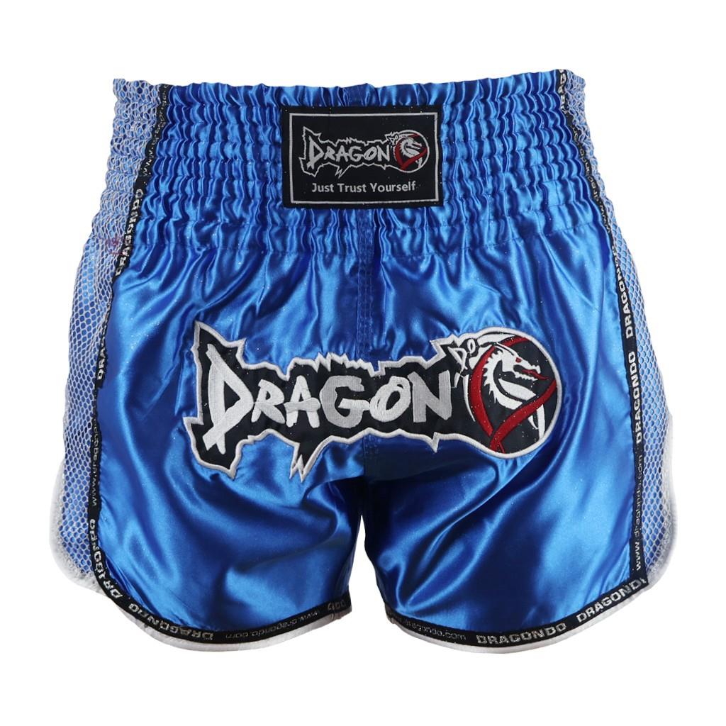 DragonDo MT3076 Glänzende Muay Thai blaue Kickbox-Shorts