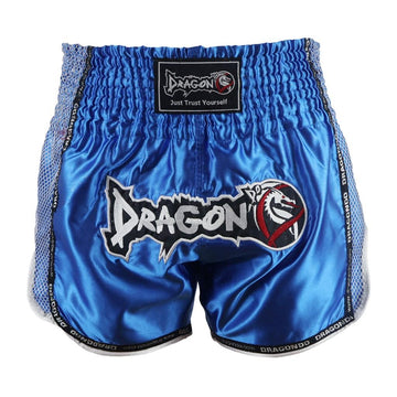 DragonDo MT3076 Glänzende Muay Thai blaue Kickbox-Shorts