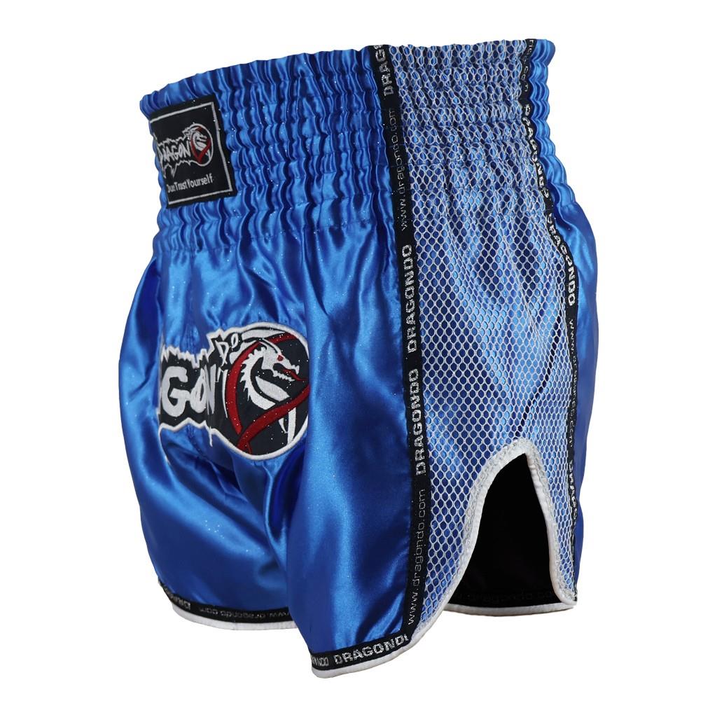 DragonDo MT3076 Glänzende Muay Thai blaue Kickbox-Shorts