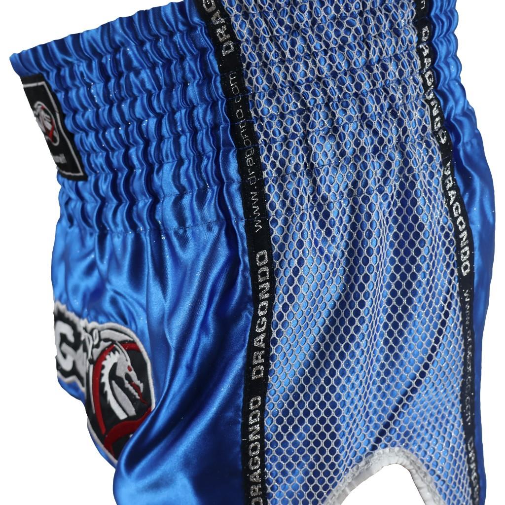 DragonDo MT3076 Glänzende Muay Thai blaue Kickbox-Shorts