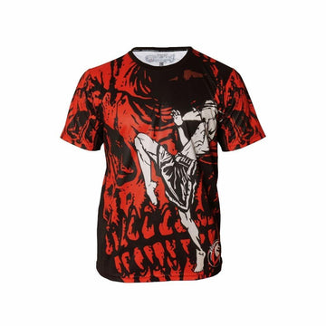 DragonDo TX8597 Kickbox-Muaythai-T-Shirt, rotes T-Shirt mit Digitaldruck